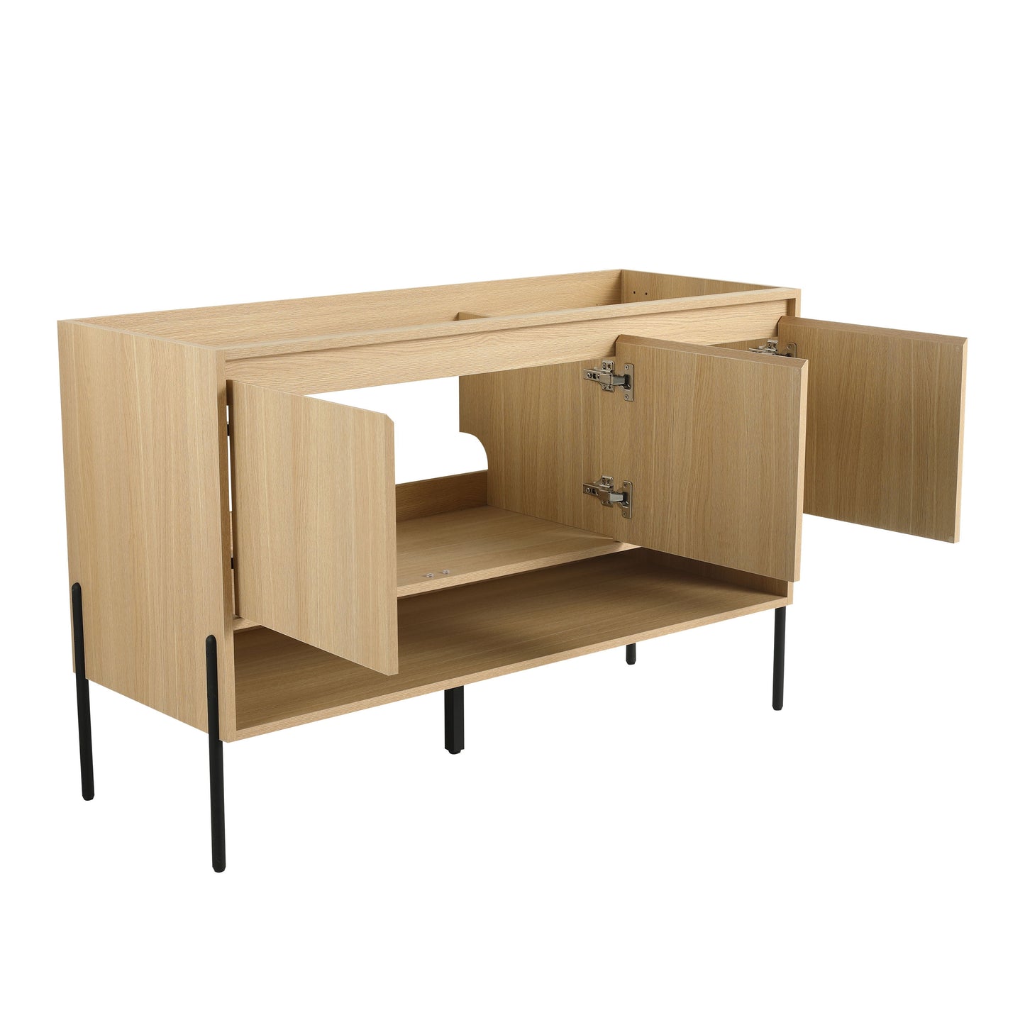 Minimalist 48" Freestanding Bathroom Vanity With 3 Soft Close Cabinet Doors - Oak