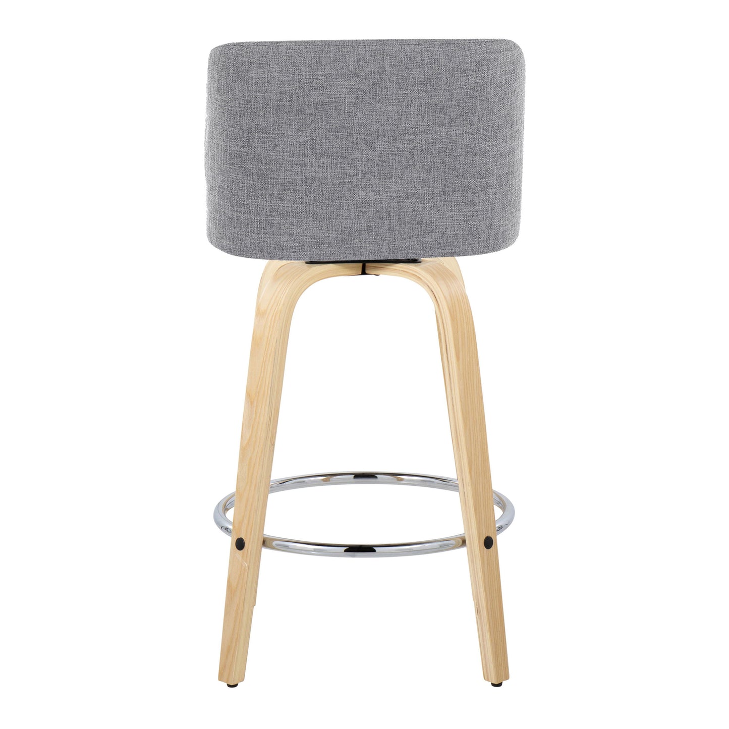 Toriano - Contemporary Fixed Height Counter Stool With Swivel And Round Footrest (Set of 2) - Natural / Gray