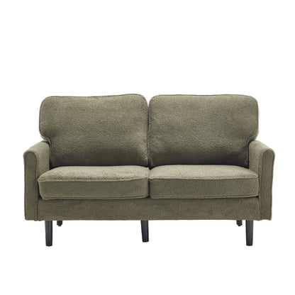 Mid Century Modern Loveseat Sofa With USB Ports, Removable Pillow Cover - Green
