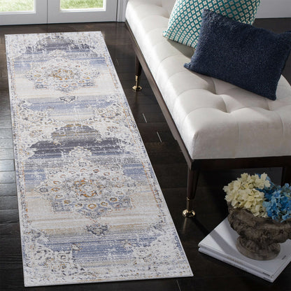 Payas - 2' X 8' Medallion Runner Rug - Cream / Gold