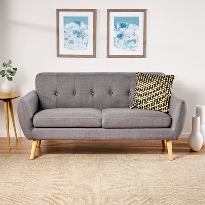 Mid Century Modern Loveseat Sofa With Button Tufted Backrest - Dark Gray