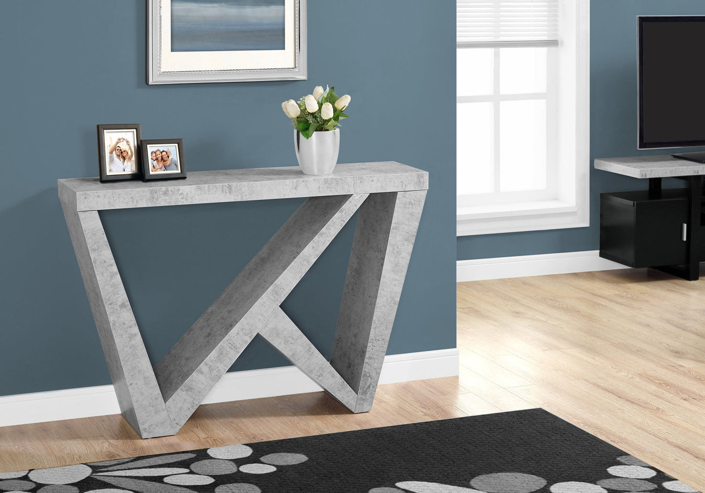 Accent Console Table For Entryway, Contemporary, Elegant Design - Gray
