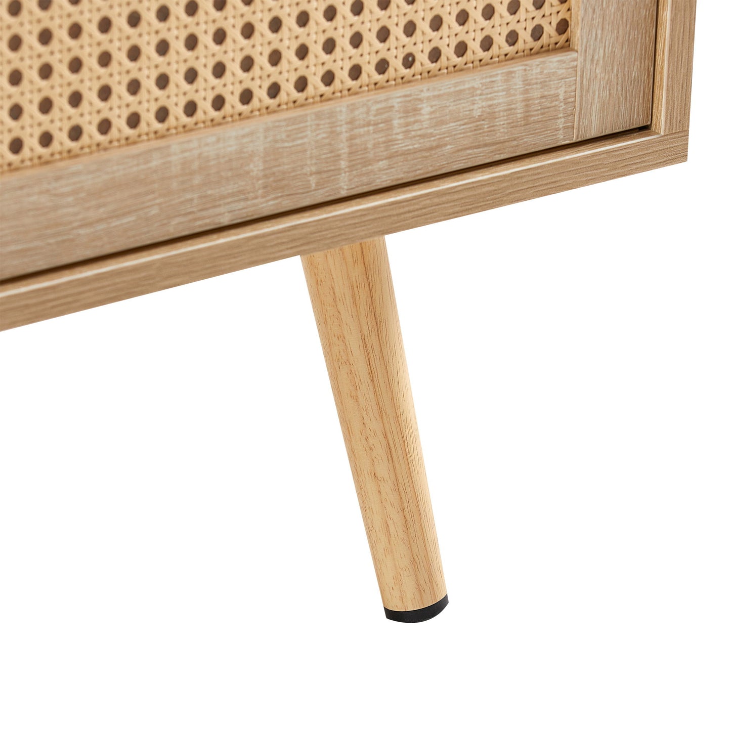41.34" Rattan Coffee Table, Sliding Door For Storage, Solid Wood Legs, Modern Table For Living Room - Natural