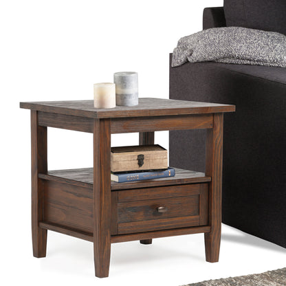 Warm Shaker - End Table - Distressed Charcoal Brown