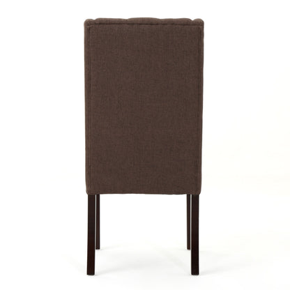 Elegant Tufted Dining Chair (Set of 2) With High Backrest - Dark Brown