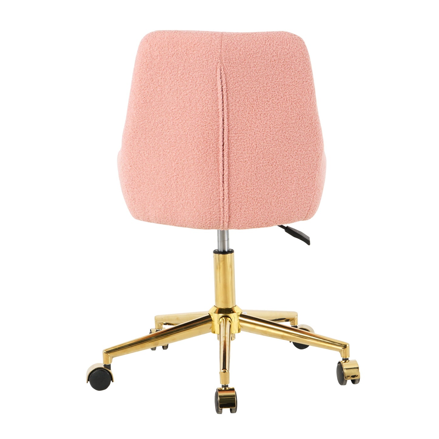 Modern Teddy Fleece Fabric Living Room Furniture Dining Chair With Gold Legs, Soft And Comfortable, Adjustable, Space Saving - Pink