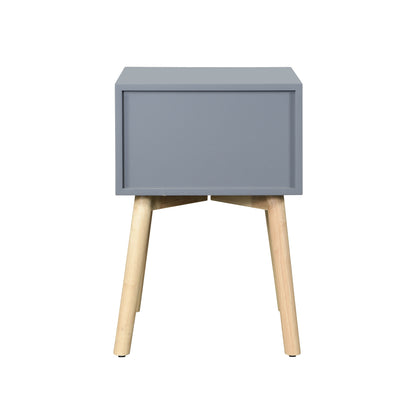 Side Table With 2 Drawer, Mid-Century Modern Storage Cabinet For Bedroom - Gray