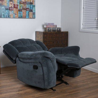 Classic Design, Plush, Glider Recliner - Steel Gray