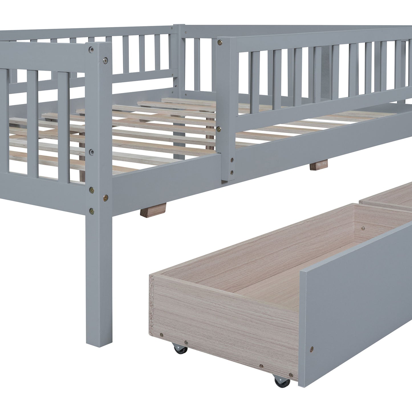 Full Size Daybed Bed With Two Drawers - Gray