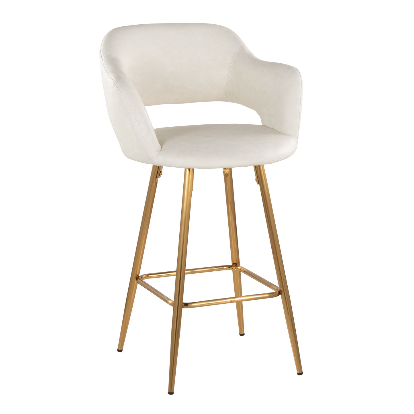 Margarite - Contemporary Fixed Height Counter Stool With Square Footrest (Set of 2) - Gold / Cream Gold
