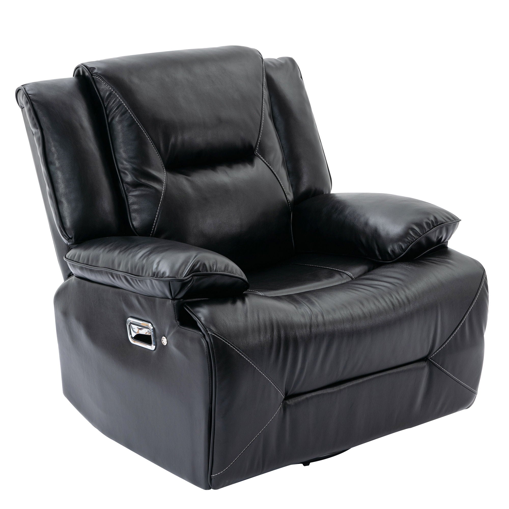 360ÔøΩÔøΩ Swivel And Rocking Home Theater Recliner Manual Recliner Chair With A Led Light Strip For Living Room - Black