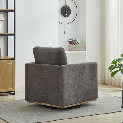 Modern Square Upholstered Swivel Accent Chair With Chenille Fabric - Charcoal