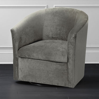 Eden - Ash Swivel Chair With 360 Degree Base Microfiber Upholstery And Solid Hardwood Frame - Gray