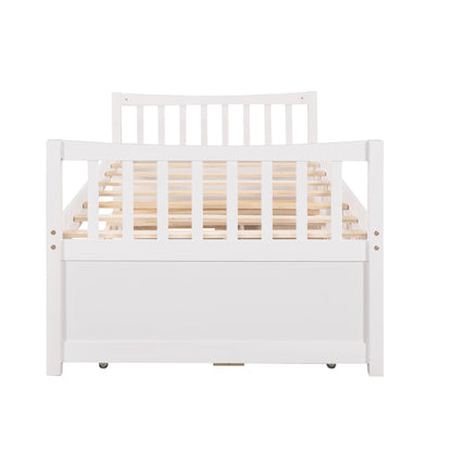 Twin Size Daybed With Trundle And Drawers - White