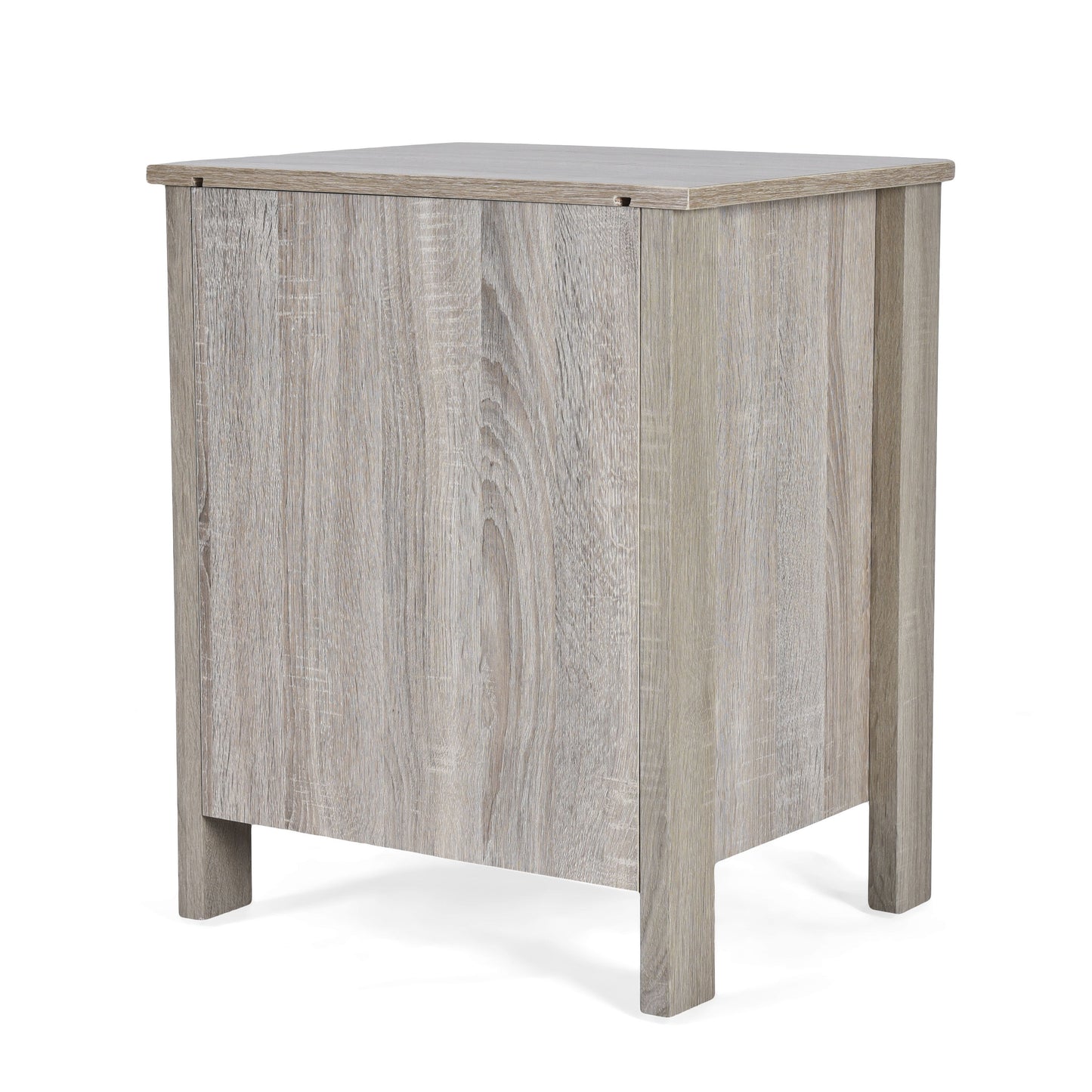 Wood Nightstand With 2 Drawers And Metal Handle - Oak