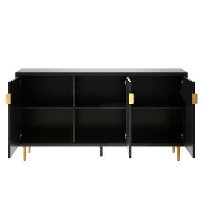 Modern TV Stand With 3 Doors And Adjustable Shelves For Living Room, Fits TVs Up To 70" - Black