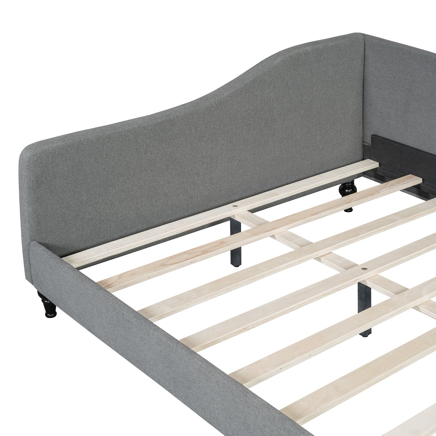Full Size Modern L Shaped Linen Daybed With Legs - Gray