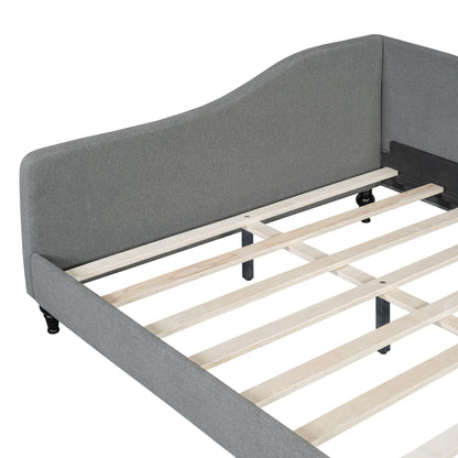 Full Size Modern L Shaped Linen Daybed With Legs - Gray