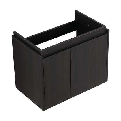 Modern 24" Bathroom Vanity With Ceramic Basin, Wall Mounted Sink Combo Cabinet - Black