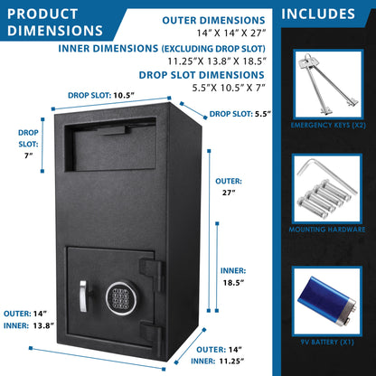1 72 Cu Ft Keypad Depository Safe - Black