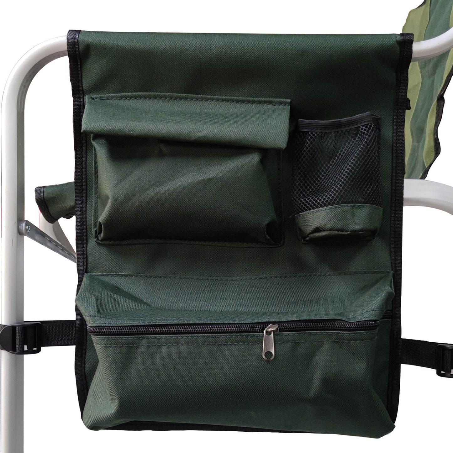 Padded Folding Outdoor Chair With Side Table And Storage Pockets, Lightweight Oversized Directors Chair For Indoor, Outdoor Camping, Picnics And Fishing - Green