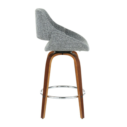 Fabrico - Mid-Century Modern Counter Stool (Set of 2) - Walnut / Gray