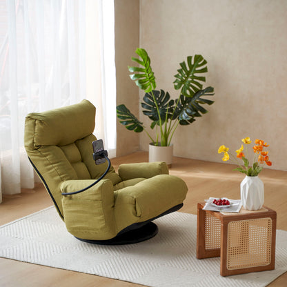 Adjustable Swivel Lounge Chair With 360 Degree Rotating Seat And Headrest Support Leisure Chair Deck Chair Game Chair For Living Room - Green