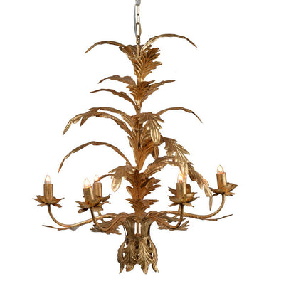 6 Light Metal Chandelier, Hanging Light Fixture With Adjustable Chain For Kitchen Dining Room Foyer Entryway, Bulb Not Included - Gold