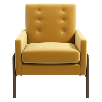 Cole - Solid Wood Lounge Chair - Yellow Fabric