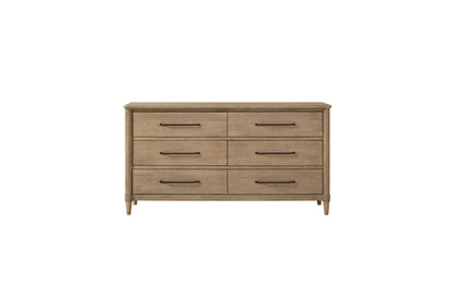 Queen Panel Bedroom Set With 3 Drawer Nightstand, Casual Dresser, Cane Mirror, 3 Drawer Cane Front Chest And Bench - Sand