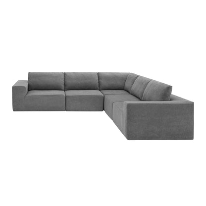 Modular L Shaped Sectional Sofa, Luxury Floor Couch Set, Upholstered Indoor Furniture, Foam - Filled Sleeper Sofa Bed 5 Pieces Free Combination - Gray