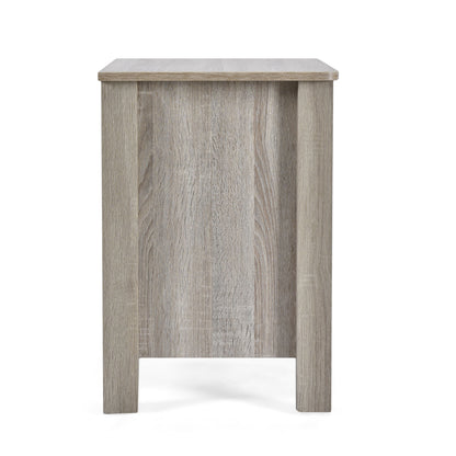 Wood Nightstand With 2 Drawers And Metal Handle - Oak