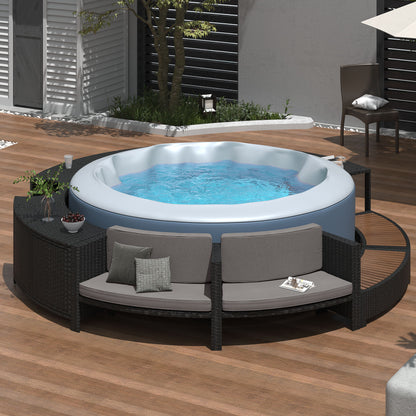 Spa Surround Spa Frame Patio Rattan Sofa Set With Storage Spaces, Mini Sofa And Comfortable Cushion For Patio, Backyard - Gray