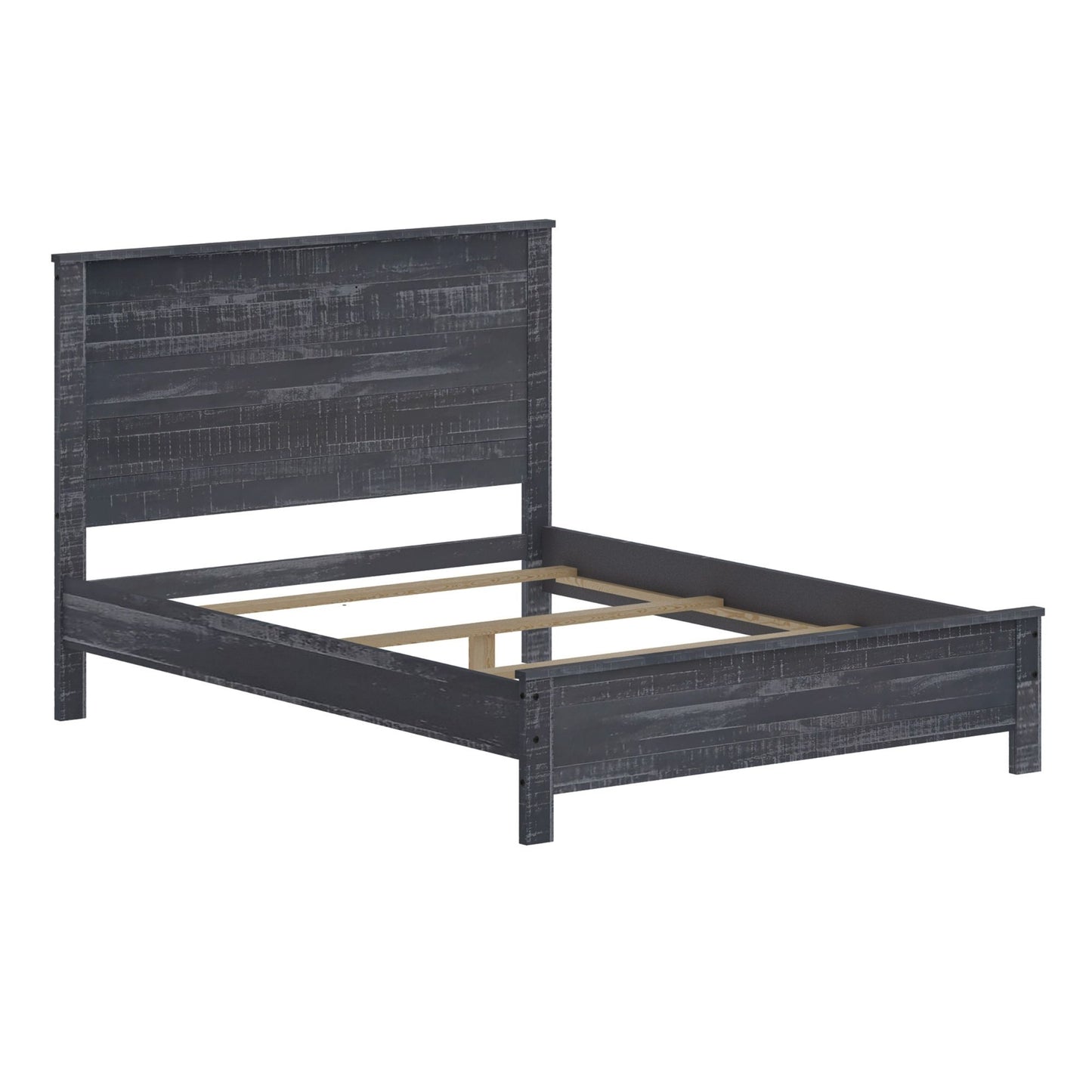 Albany - Full Bed Frame With Headboard, Heavy Duty Modern Rustic Design - Gray