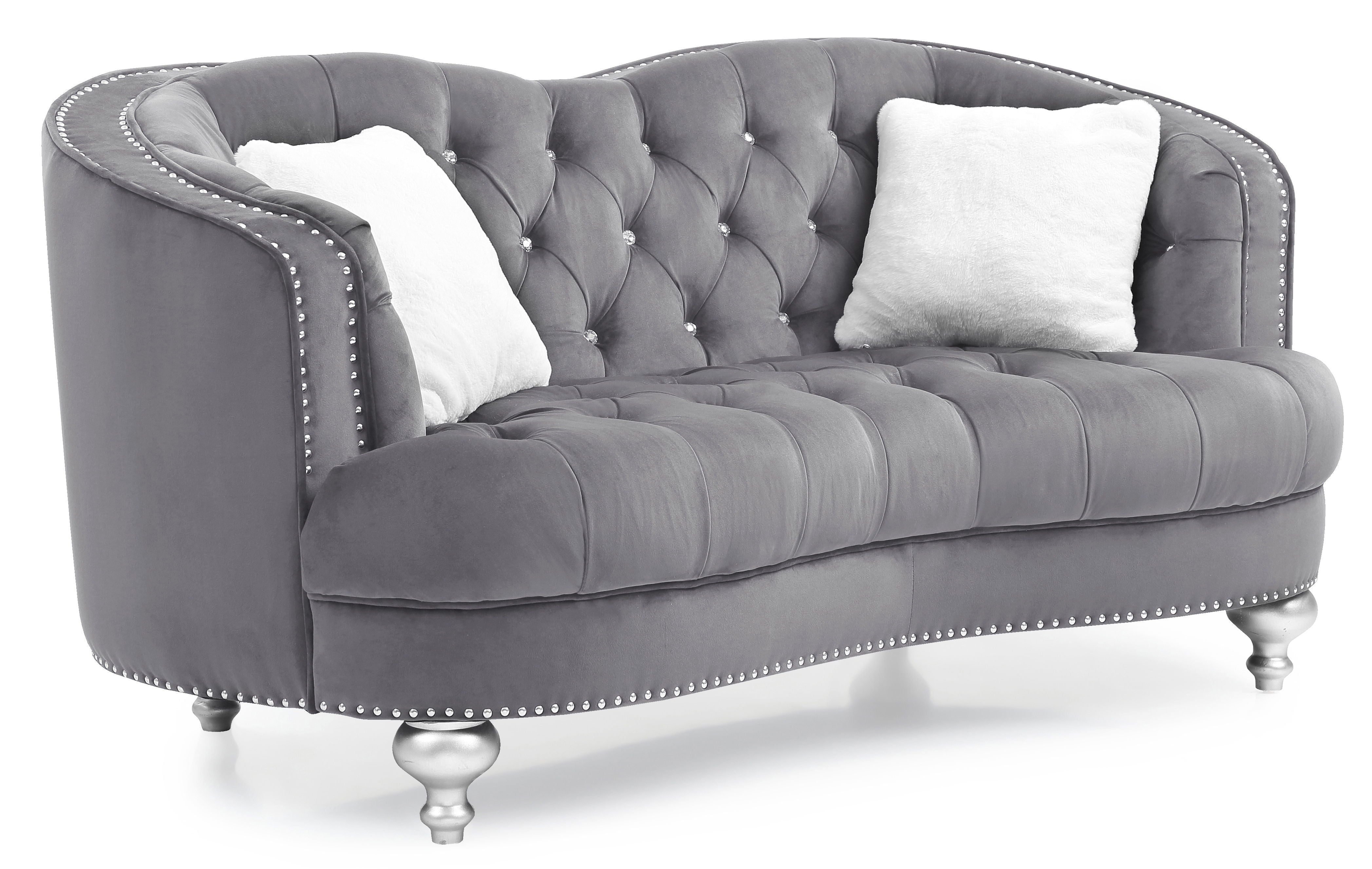 Charming Traditional Loveseat - Gray