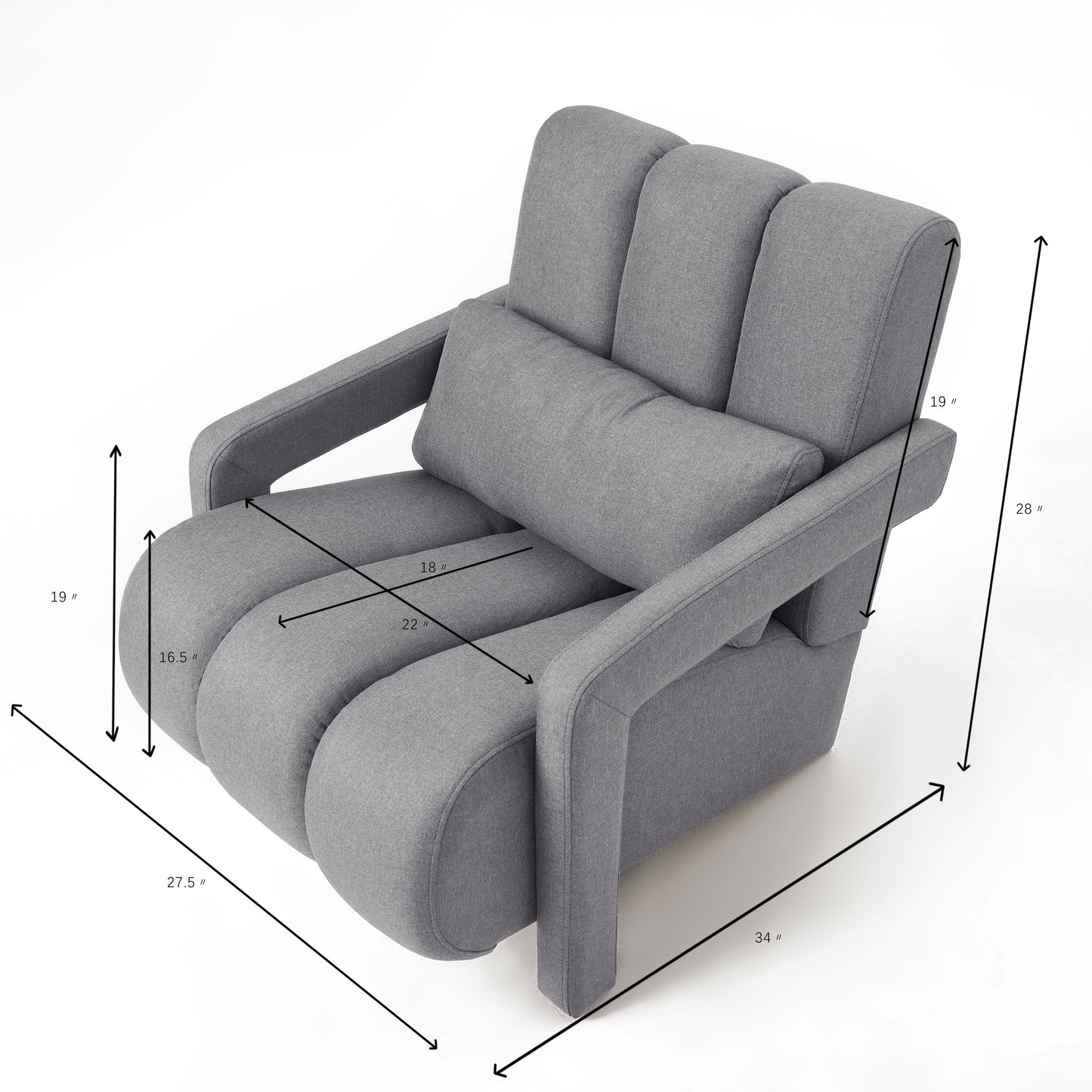 Modern Upholstered Accent Chair, Comfortable Linen Fabric With A Pillow For Living Room.Linen - Dark Gray
