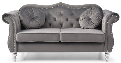 Cozy Transitional Flared Arm Loveseat - Dark Gray