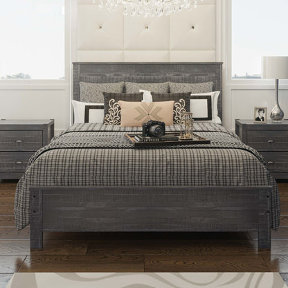 Albany - Full Bed Frame With Headboard, Heavy Duty Modern Rustic Design - Gray