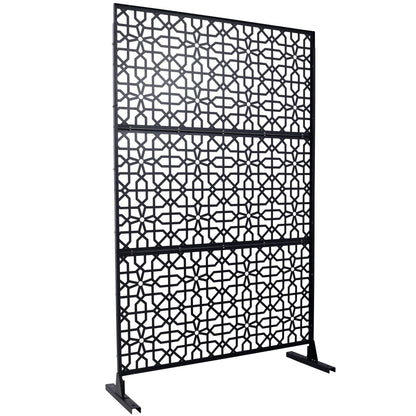 Outdoor & Indoor Privacy Screen Metal Privacy Screen Freestanding Decorative Privacy Screen Steel - Black