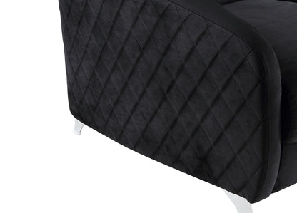 Sofia - Velvet Modern Chic Loveseat Couch - Black