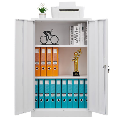 Metal Storage Cabinet With Locking Doors And Adjustable Shelf, Folding Filing Storage Cabinet, Folding Storage Locker Cabinet For Home Office, School, Garage - White