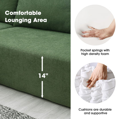 Modular Sectional Living Room Sofa Set, Modern Minimalist Style Couch, Upholstered Sleeper Sofa Salon, 2 Piece Free Combination, L-Shape - Green