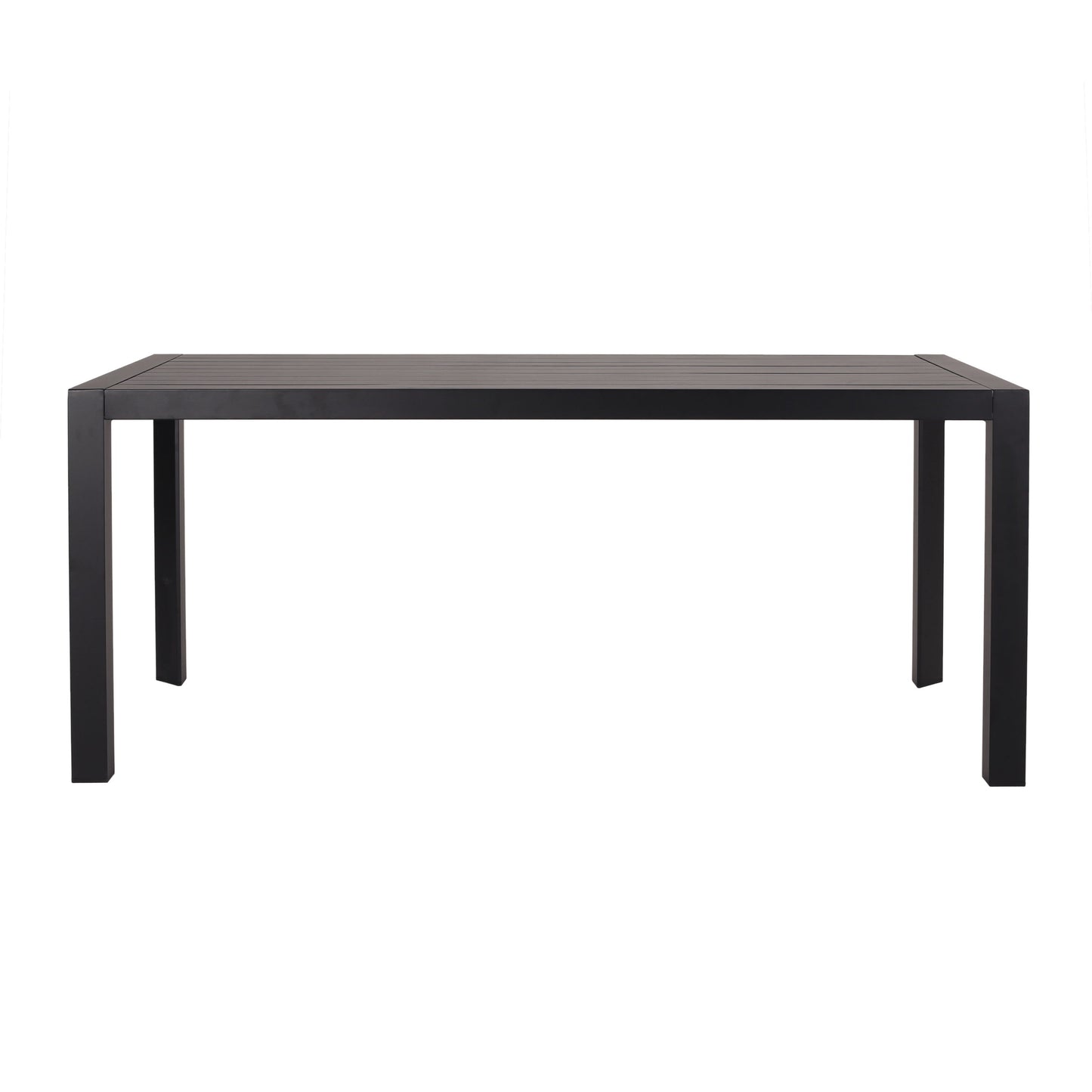 Modern Metal And Polypropylene 7 Piece Outdoor Dining Set With Stackable Chairs - Black