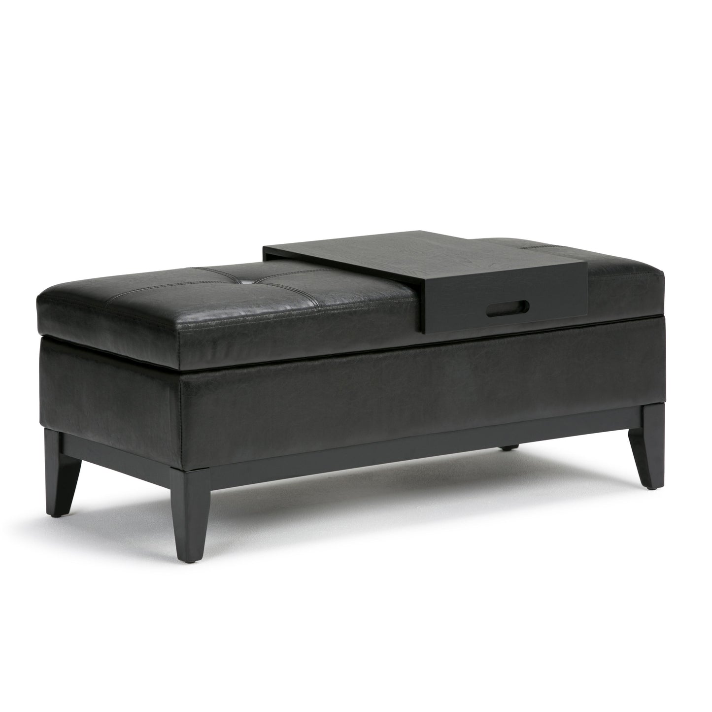 Oregon - Storage Ottoman Bench With Tray - Midnight Black