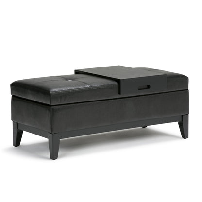 Oregon - Storage Ottoman Bench With Tray - Midnight Black