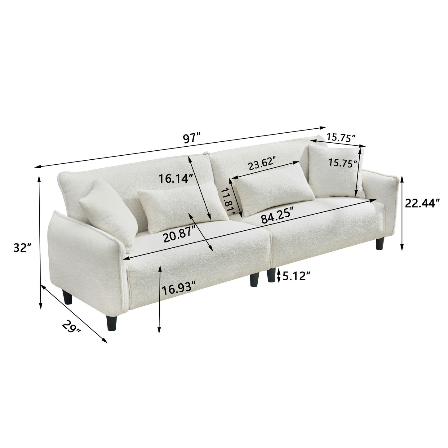 Teddy Velvet Sofa Soft & Comfortable - Beige