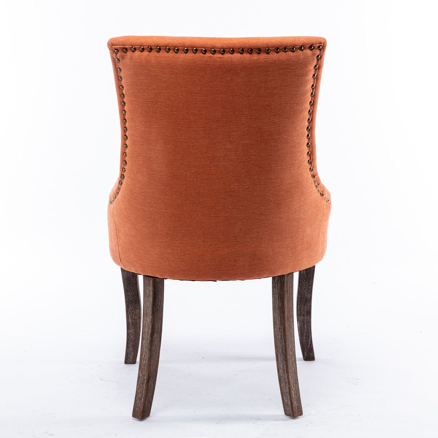 Ultra Side Dining Chair,Thickened Fabric Chairs With Neutrally Toned Solid Wood Legs, Bronze Nail Head (Set of 2) - Orange