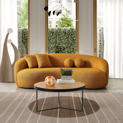 Drake - Japandi Style Curvy Sofa - Yellow