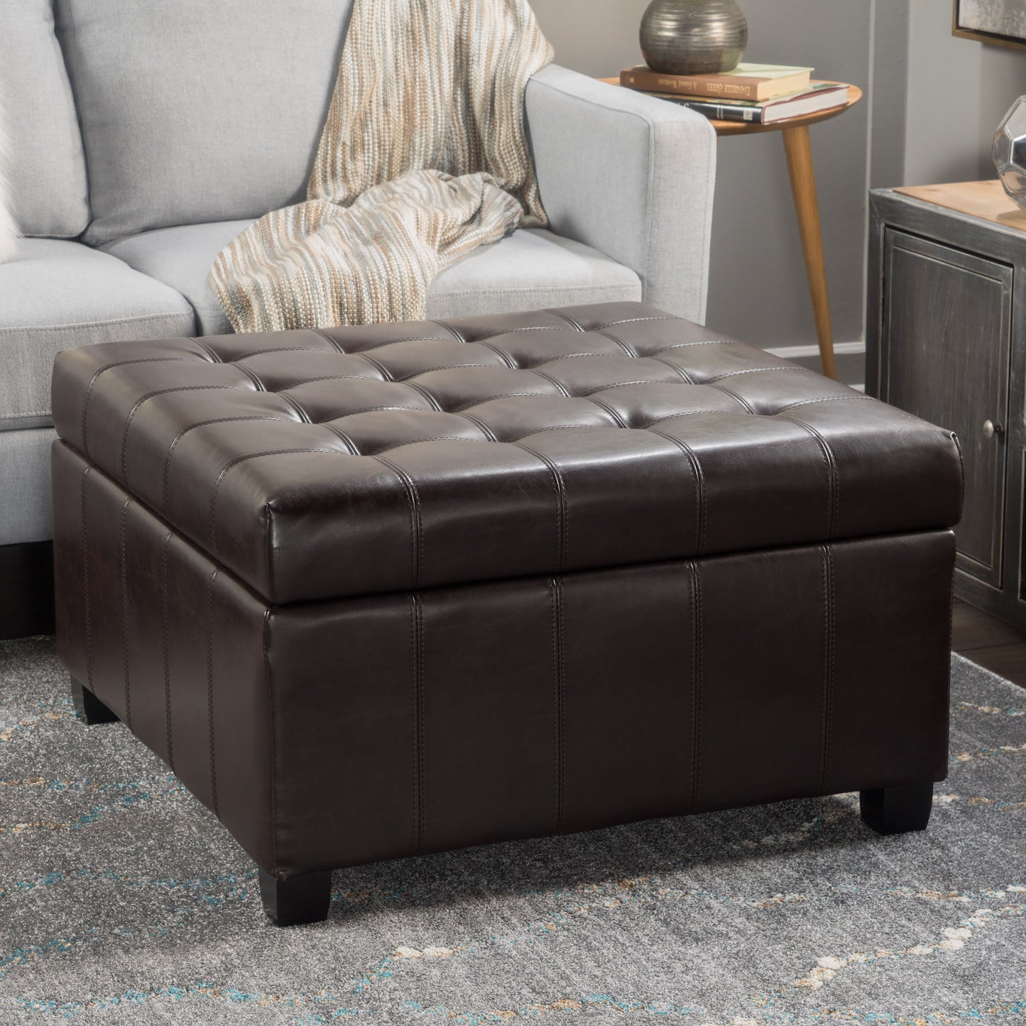 Isabella - Contemporary Ottoman With Storage - Brown