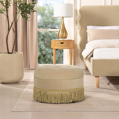 Yolanda - Round Upholstered Accent Ottoman - Fawn Brown